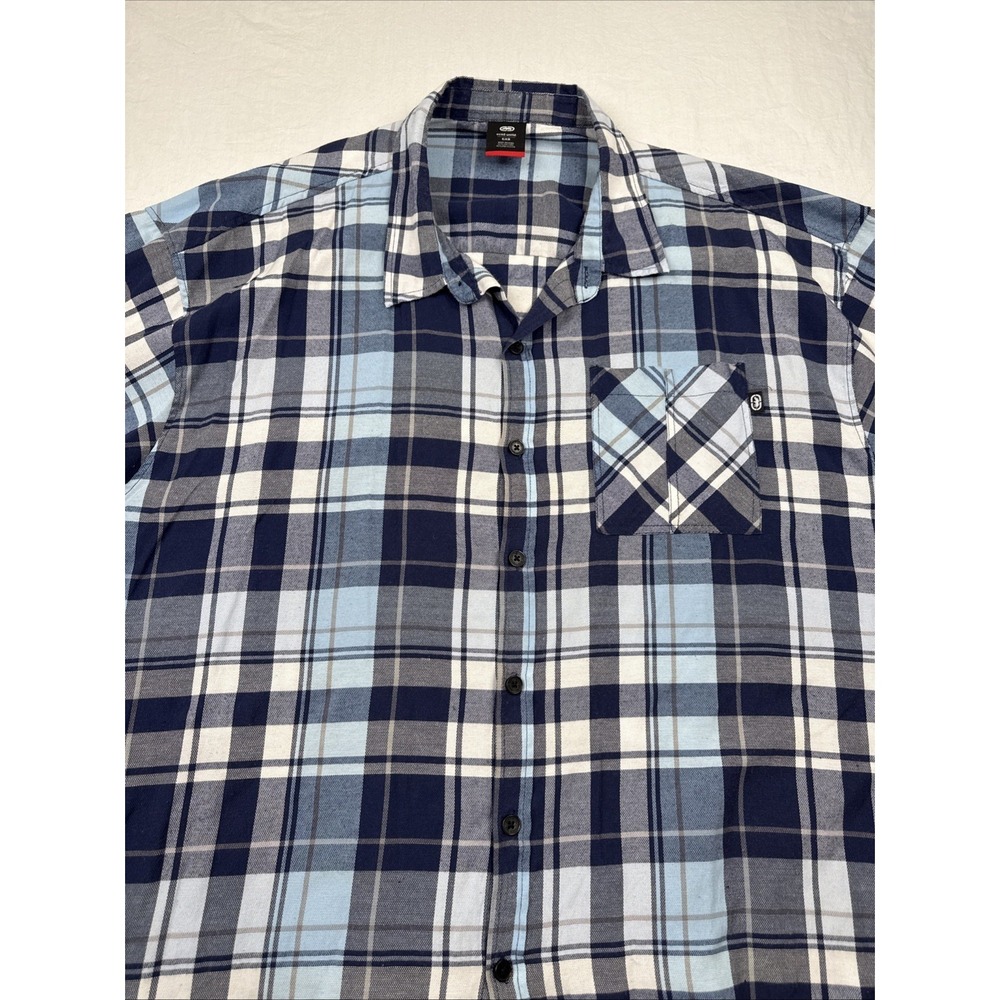 ECKO Unltd. BLUE Plaid Button-Up Shirt Mens Size 6XB Short Sleeve 6XL
